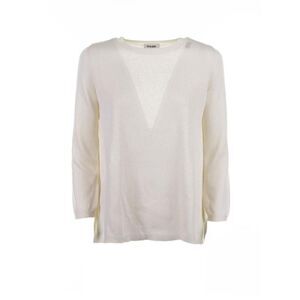 BASE MILANO Women's Lightweight Crew Neck Knit Sweater with Sheer V-Panel Women